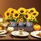 Set of 3 Artificial Sunflower Metal Pot Centerpieces – Farmhouse Floral Arrangements with Rectangle Wooden Planter (11”), Rustic Wedding, Spring Summer Home, Kitchen Table & Shelf Décor